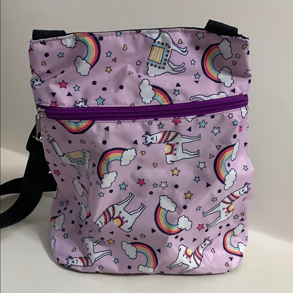 Kids Llama Print small waterproof Backpack Purple